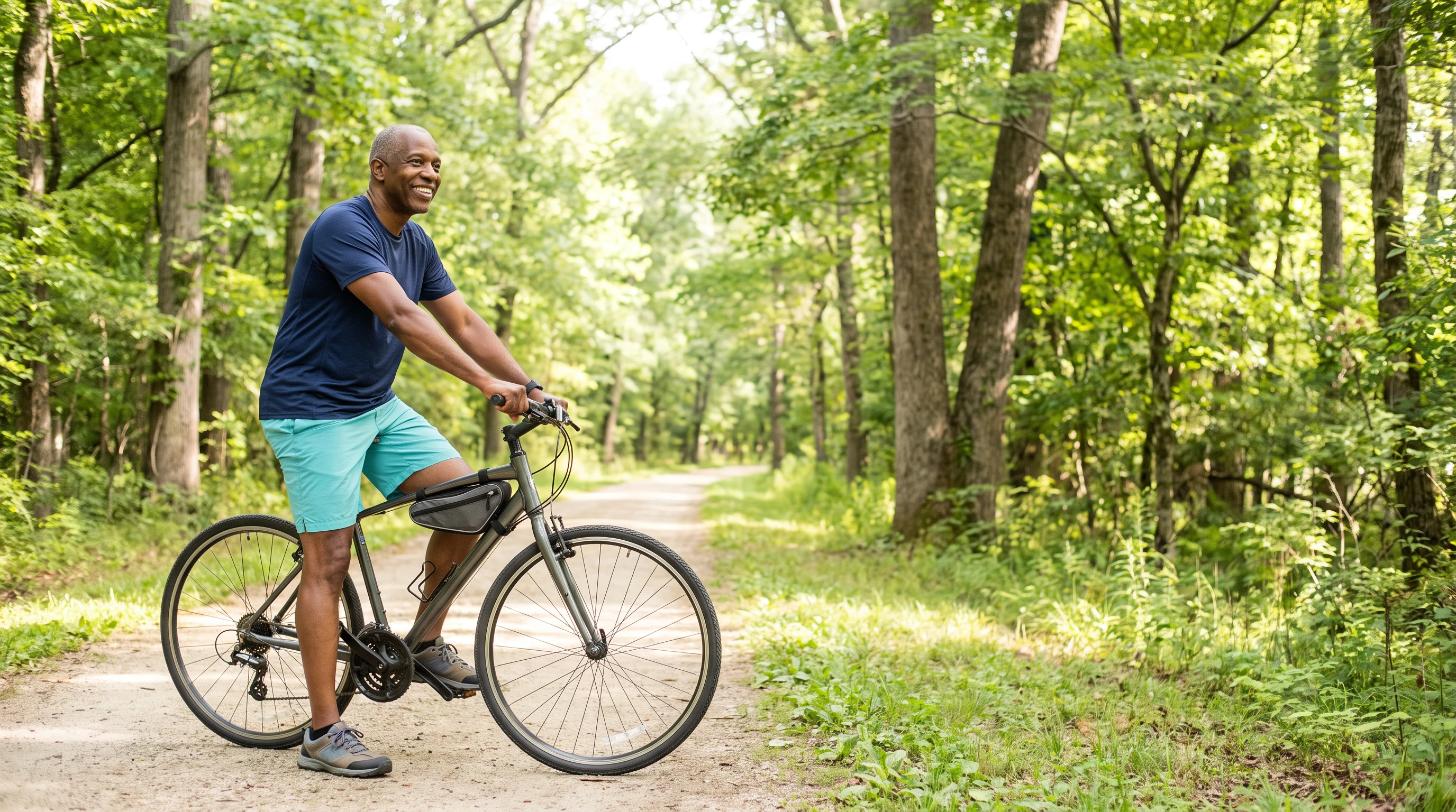 An active older adult enjoying clear vision without glasses, smiling brightly.